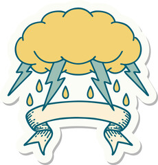 tattoo sticker with banner of a storm cloud