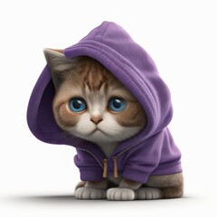 Cute cat with hood, Generative AI