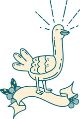 banner with tattoo style sea bird