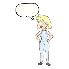 speech bubble textured cartoon farmer girl