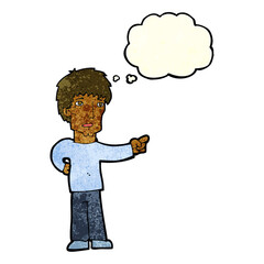 Fototapeta premium cartoon pointing man with thought bubble
