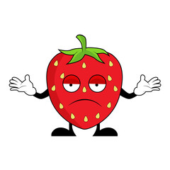 Strawberry character cartoon with confused gesture. Suitable for poster, banner, web, icon, mascot, background