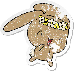 distressed sticker cartoon kawaii cute furry bunny