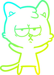 cold gradient line drawing bored cartoon cat