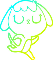 cold gradient line drawing cute cartoon dog