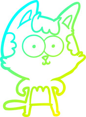 cold gradient line drawing happy cartoon cat