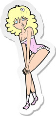 sticker of a cartoon woman in lingerie
