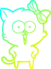 cold gradient line drawing cartoon cat