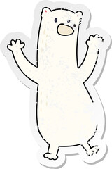 distressed sticker of a quirky hand drawn cartoon polar bear