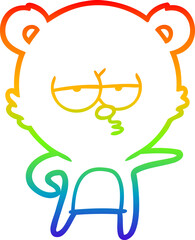 rainbow gradient line drawing bored bear cartoon