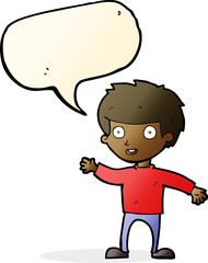 cartoon happy boy with speech bubble