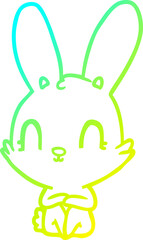 cold gradient line drawing cute cartoon rabbit