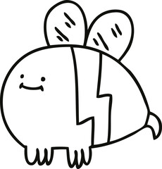 quirky line drawing cartoon bumblebee