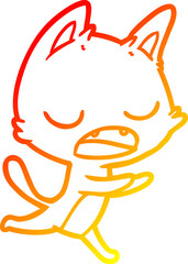 Obraz premium warm gradient line drawing talking cat cartoon