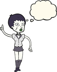 cartoon halloween girl with thought bubble