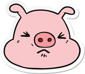 sticker of a cartoon angry pig face