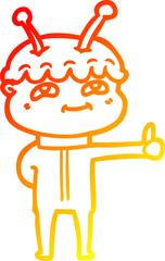 warm gradient line drawing friendly cartoon spaceman