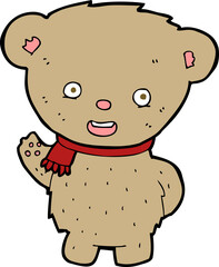 Obraz premium cartoon teddy bear waving