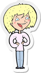 sticker of a cartoon excited woman