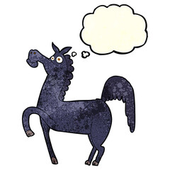 funny cartoon horse with thought bubble