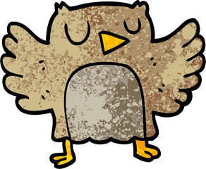 grunge textured illustration cartoon owl