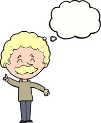 cartoon man with idea with thought bubble