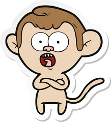 sticker of a cartoon shocked monkey