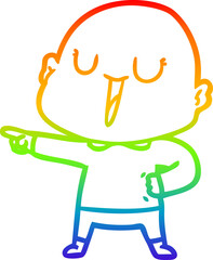 rainbow gradient line drawing happy cartoon bald man