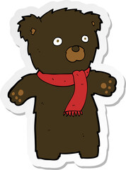 sticker of a cartoon cute black bear