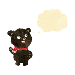 cartoon cute black bear cub with thought bubble
