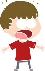 flat color style cartoon shocked man