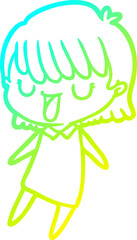 cold gradient line drawing cartoon woman