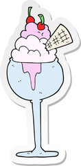 sticker of a cartoon ice cream