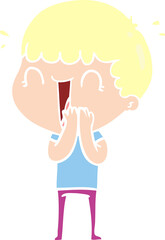 laughing flat color style cartoon man