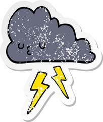 distressed sticker of a cartoon storm cloud