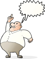 cartoon big fat boss with speech bubble