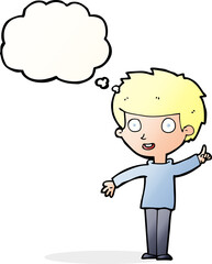 cartoon boy with idea with thought bubble