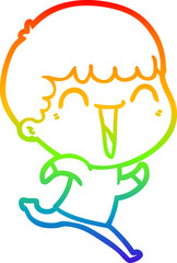 rainbow gradient line drawing cartoon happy man