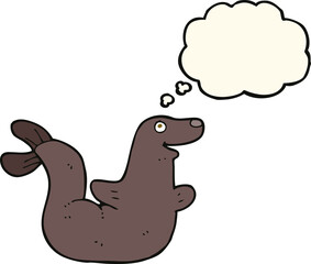 cartoon seal with thought bubble