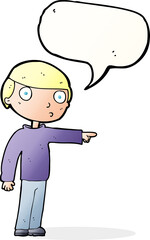 cartoon man pointing with speech bubble