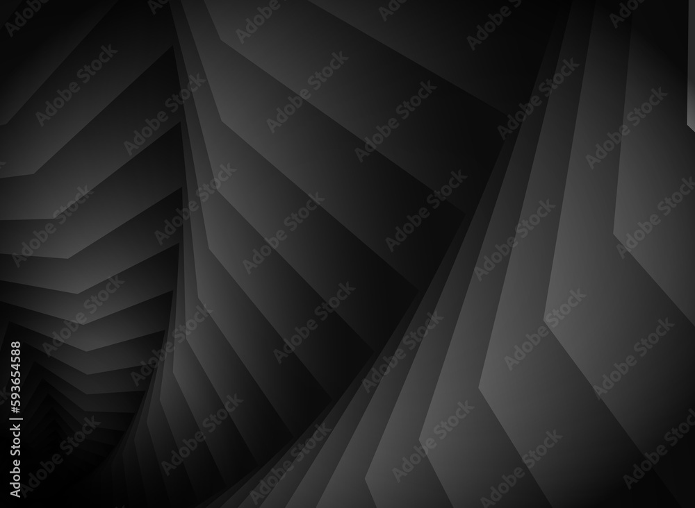 Poster abstract unusual horizontal illustration of black gradient volumetric ovals that approach each other