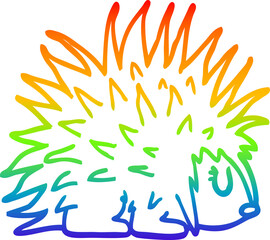 rainbow gradient line drawing cartoon spiky hedgehog