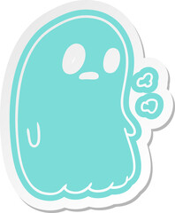 cartoon sticker of a kawaii cute ghost