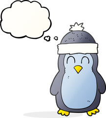 thought bubble cartoon penguin