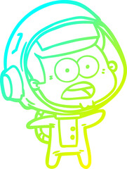 cold gradient line drawing cartoon surprised astronaut