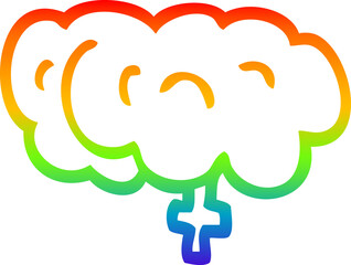 rainbow gradient line drawing cartoon zombie brain