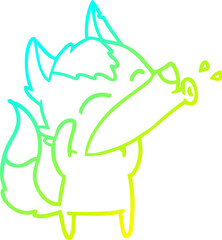 cold gradient line drawing howling wolf cartoon