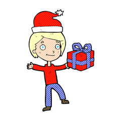 cartoon boy with present