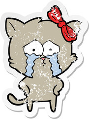 distressed sticker of a cartoon cat