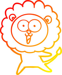 warm gradient line drawing happy cartoon lion